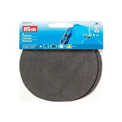 Image of Prym Patches Imitation Suede for Ironing/Sewing on 14x10 cm Medium, Faux, Mid Grey, 14 x 10 cm, Mittelgrau, 2 Stück