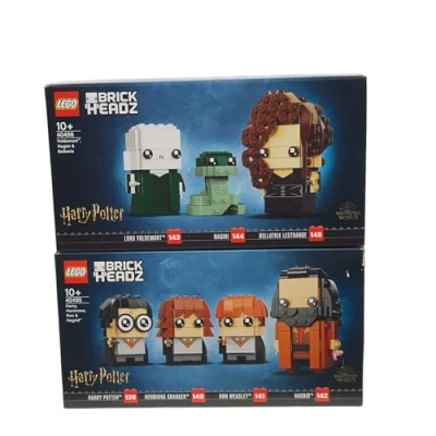 Image of LEGO Brickheadz Harry Potter, Hermione, Ron Weasley, Hagrid 4095 + Lord Voldemort, Nagini, Bellatrix Lestrange 40496 Set