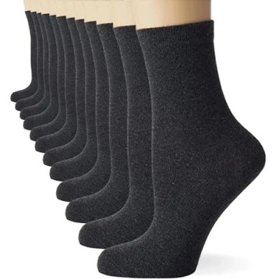 Image of FM London (12 Pack) Boys &amp; Girls School Socks Comfortable Kids with Ergonomic Fit Grey, Seamless Children Durable Design, 9 12 UK