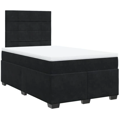 Image of vidaXL Box Spring Bed with Mattress Black 120x190 cm Small Double Velvet