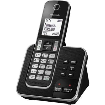 Image of Panasonic KX TGD320 Cordless Home Phone with Nuisance Call Blocker and Digital Answering Machine Black &amp; Silver