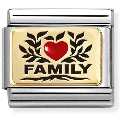 Image of Nomination Gold Family Red Heart Charm