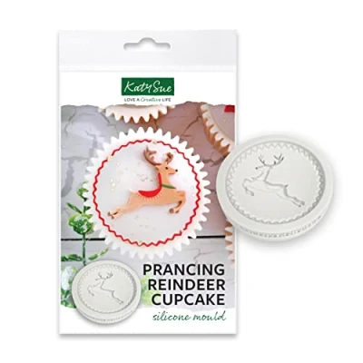 Image of Katy Sue Prancing Reindeer Cupcake Topper Silicone Mould for Christmas Cake Decorating &amp; Crafts