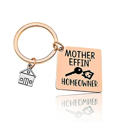 Image of Vadaka Funny Housewarming Gifts for New Home Owner Keyring Keychain First House Realtor Closing Moving in Homeowner