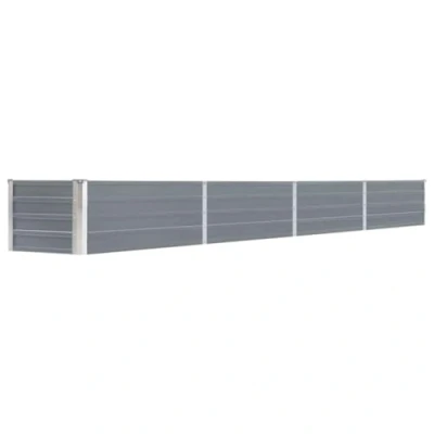 Image of vidaXL Garden Raised Bed in Galvanised Steel 320x40x45cm Grey, Spacious Outdoor Planter Box for Planting Herbs, Flowers and Vegetables