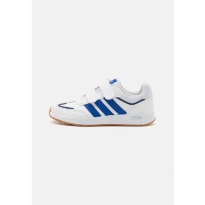 Image of adidas Performance Tensaur Switch Unisex Road running shoes for kids, Size: 1, White/team royal blue/dark blue Imitation leather/ textile
