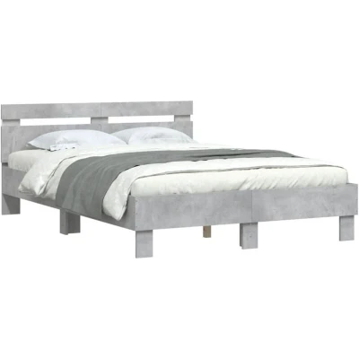 Image of vidaXL Bed Frame with Headboard and RGB LED Concrete Grey Modern 120x200cm
