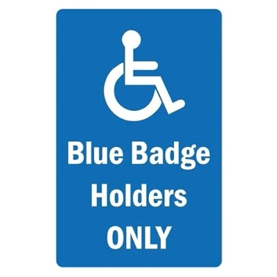 Image of Blue badge holders only disabled parking sign 1mm flexible Plastic (300mm x 200mm)