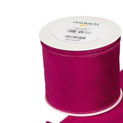 Image of FloristryWarehouse Berry Christmas Velvet Fabric Ribbon 100mm (4&quot;) Wide on 8m roll Wired Edge