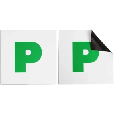 Image of HTUK Fully Magnetic Green Car P Plates 4 Pack For Thick Strong Learner Plates, No Melting Blow Off Easy To Move Without Scratching Painting