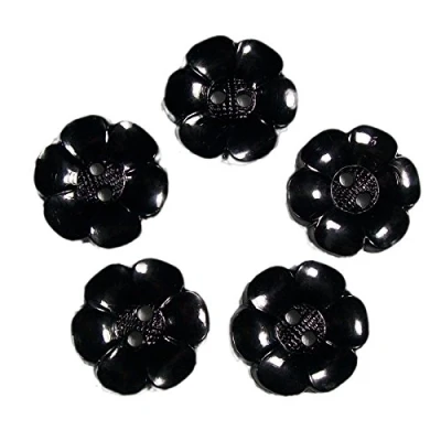 Image of Large Daisy Flower Feature Buttons 38mm Pack of 5 (Black)