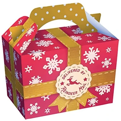 Image of Christmas Cardboard Food Boxes Reindeer Mail Lunch Box Gift Toy Winter Holiday Themes Party Favor For Xmas Sweets Cupcakes