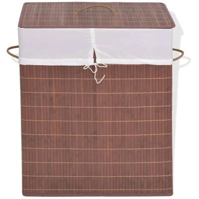 Image of vidaXL Bamboo Laundry Bin Rectangular Brown