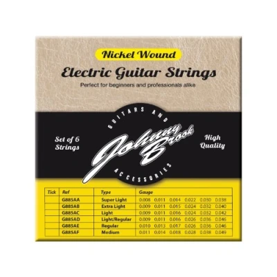 Image of Johnny Brook Set of 6 Nickel Wound Electric Guitar Strings (Light Gauge)