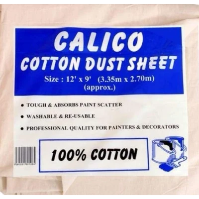 Image of 2 x DUST Sheet Cotton. Size : 12ft 9ft (2xCalico129)