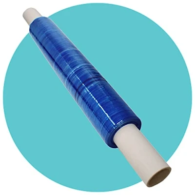 Image of Triplast 1 Roll x 400mm Extended Core Blue Pallet Stretch Wrap Extra Long Roll, 17mu Thick Shrink Wrap, Cling Film, Plastic Packaging for Removals, Industrial &amp; Warehouse Use