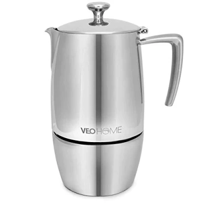Image of VeoHome Stovetop Espresso Coffee Maker 10 Cups 500ml Multi Stove Stainless Steel Induction Moka Pot Unbreakable and Dishwasher Safe Italian Style Caffe Machine