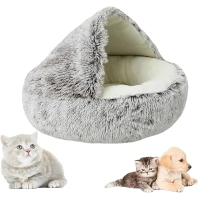 Image of Cozy Cocoon Pet Bed, Winter Plush Bed,Cozy Bed for Dogs, (Coffce,Short Velvet, 40 * 40cm)