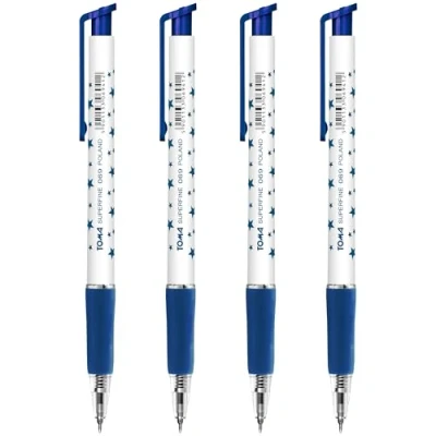 Image of Ballpoint Pens, Retractable Smudge Free Extra Fine Point 0.5 mm, Ideal for School, Office, Everyday Use (Blue, 4 Pens)