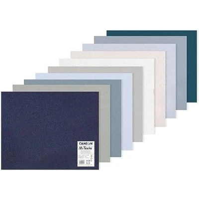 Image of CANSON Mi Teintes Coloured Drawing 160gsm 50x65cm Paper Pack, Double Sided: Honeycomb &amp; Fine Grain, 10 Bright Colour Sheets, Ideal for Professional Artists Illustrators