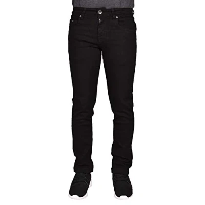 Image of True Face Mens Jeans Slim Fit Stretch Trousers Denim Pants Cotton Bottoms Zip Fly 5 Pockets Western Casual Wear TrueFace TF022 (W40 X 34L, Black)