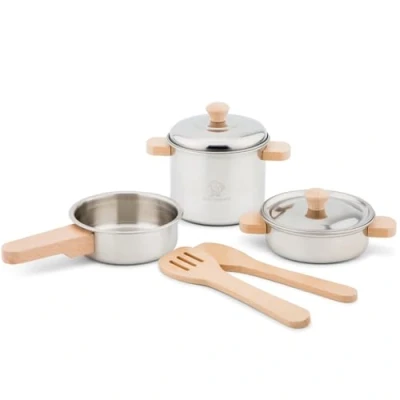 Image of New Classic Toys 10640 Cooking, Utensil, Kids Accessories, Toy, Kitchen 7 Piece Metal Pans and Pots Set