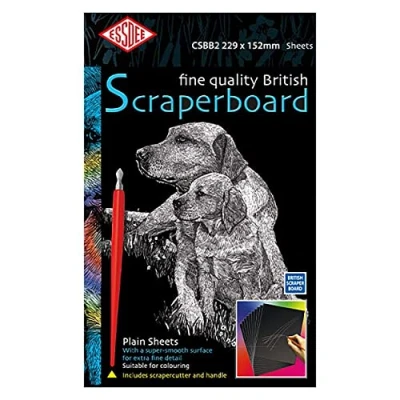 Image of Essdee British Scraperboard 229 x 152 mm (Pack of 5 Sheets), CSBB2 5, Black