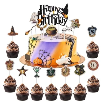 Image of Cake Toppers,16 pcs Decorations Cupcake Topper Happy Birthday Topper,for Boys Girls Kids Baby Shower Party Supplies