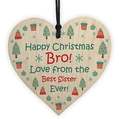 Image of RED OCEAN For Brother Funny Wood Bauble Gift From Sister Novelty Bro Gifts