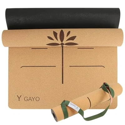 Image of Gayo Yoga Cork Mat Made of Premium Eco Friendly Non Slip for Enhanced Balance and Support in Pilates Practice