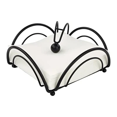 Image of Spectrum Diversified Flower Flat Napkin Holder, Black (97910)