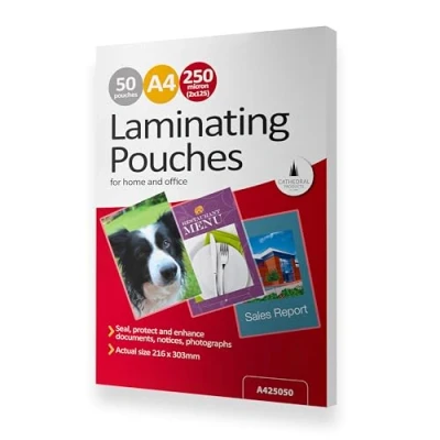 Image of Cathedral Products Pack of 50 A4 Gloss Laminating Pouches 250 Micron