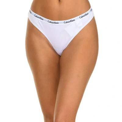 Image of Calvin Klein Womens Pack 3 Thongs White Cotton Size Large