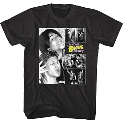 Image of Bill &amp; Ted&#039;s Bogus Journey Collage Men&#039;s T Shirt Movie Keanu Reeves WYLD Stallyn Black S