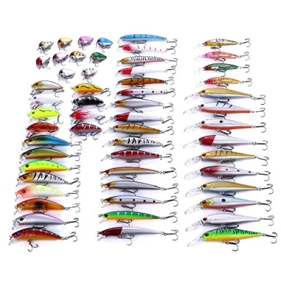 Image of CENPEK 56pcs Fishing Lures Attractants Kits Set, Life Like Swimming Swimbait, Tackle Bait Set for Freshwater Saltwater Carp Bass Pike