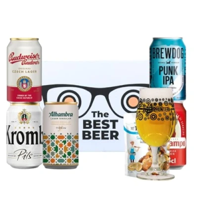 Image of Premium Beer Gift Set (5 x 330ml Cans) Krombacher, Budvar, Brewdog,Alhambra, Cruzcampo Selection, Gifts For Him, Her, Christmas, Birthday&#039;s, Father&#039;s Day