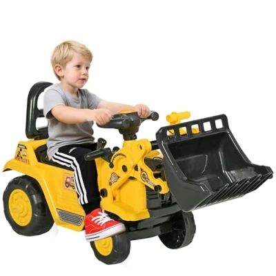 Image of HOMCOM NO POWER 3 in 1 Ride On Toy Bulldozer Toddler Digger Excavator Scooter Storage Cart Toilet Pretend Play Construction Truck
