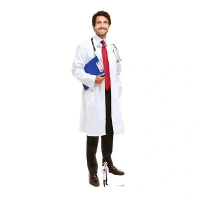 Image of Star Cutouts Ltd SC1584 Male Doctor Lifesize Cardboard Cutout/Display/Medical Professional Height 186cm Width 59cm, Solid, Multicolour, Regular