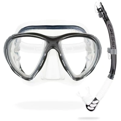 Image of Cressi Big Eyes Evolution Plus Kappa Ultra Dry Combo Diving Set (Made in Italy), Clear/Black