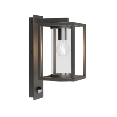 Image of Outdoor Wall Light &#039;Ferda&#039; with Motion Detector (Modern) in Black Made of Aluminium (1 Source, E27) from Lucande lamp for Exterior/Interior Walls, House, Terrace und Balcony