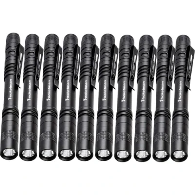 Image of POCKETMAN LED Penlight Flashlight Small Pocket Size Pen Torch with Clip for Lighting (10 Pack)