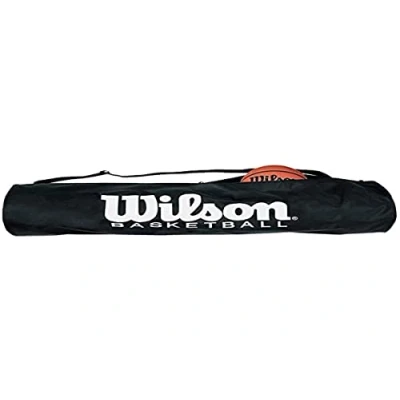Image of Wilson Basketball Bag, Elongated for Up to 5 Balls with Zipper, Adjustable Shoulder Strap, Black, WTB1810, Uni