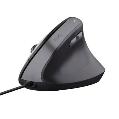 Image of Trust Yuno Ergonomic Mouse, Wired Vertical Mouse for Right Handed User with 1,5m USB Cable, Adjustable DPI (800 2400), Optical Sensor, 6 Buttons, 60% Recycled Plastics, Laptop Windows Dell Black
