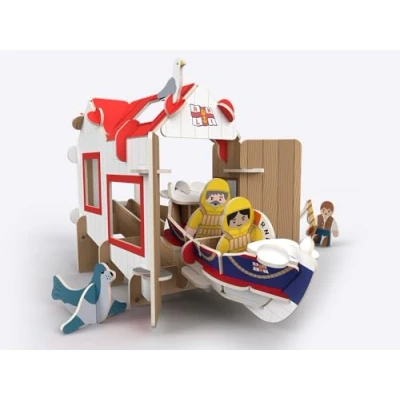 Image of PLAYPRESS RNLI Lifeboat House Children’s Pop out Playset Includes 4 Volunteers &amp; Accessories Eco Friendly Building Toys Easy Storage Construction for Ages 6+