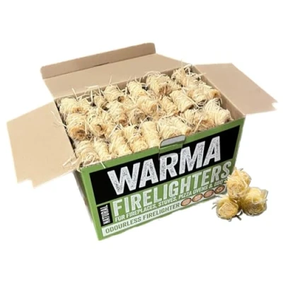 Image of 200 Natural Firelighters For Wood Burners, Stoves &amp; BBQs Wax Coated Eco Wool Firestarters Sustainable Ready to Burn Non Toxic Outdoor Garden Open Fires Pizza Ovens Barbecue Fire Pits