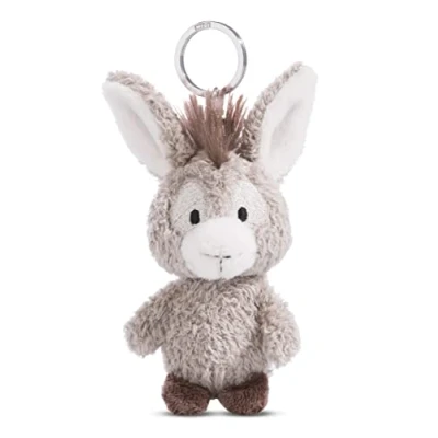 Image of NICI 49030 Donkey Donkeylee 10cm Grey Sustainable Companion Cuddly Animal Pendant Lanyard, Ring &amp; Key Holder