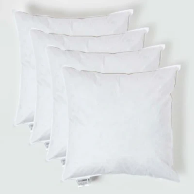 Image of HOMESCAPES 4 Pack Luxury Duck Feather Cushion Inserts 55cm x (22 22) Perfect Bounce Back and Down Proof Cover Generously Filled Inner Pads Filler, Hypoallergenic RDS Certified Machine Washable
