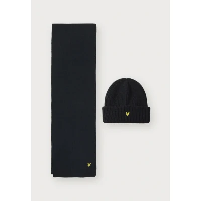 Image of Lyle &amp; Scott Beanie Scarf Unisex SET Beanie, Size: One Size, Jet black