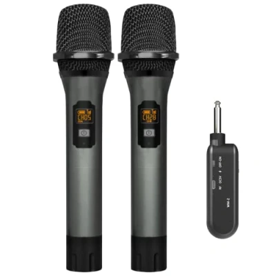 Image of Wireless Microphone, VeGue UHF Cordless Dual Handheld Dynamic Mic Set with Rechargeable Receiver, for Karaoke Party, Voice Amplifier, PA System, Singing Machine, Church, Wedding, Meeting, 200ft (WM 2)