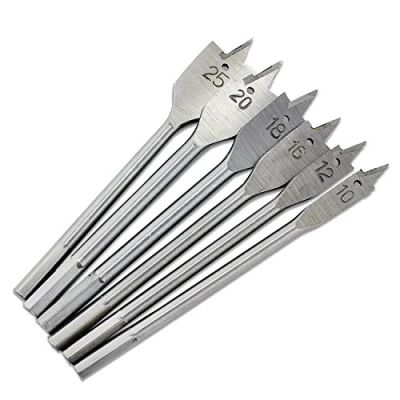 Image of Aussel 6PCS Wood Flat Drill Bits Set 10,12,16,18,20&amp;25mm Woodworking Hole Cutters Tools